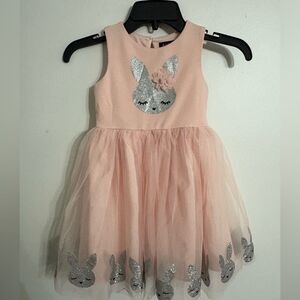 Adorable Pink Dress with Silver Bunny Accents Size 5